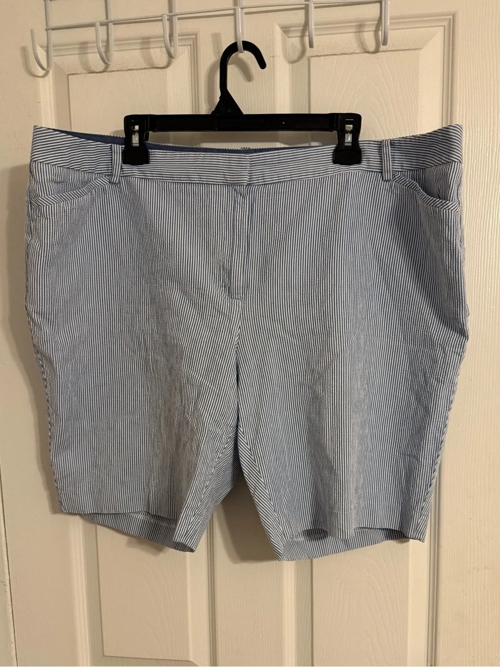 Talbots Blue and White Striped Seersucker Bermuda Shorts